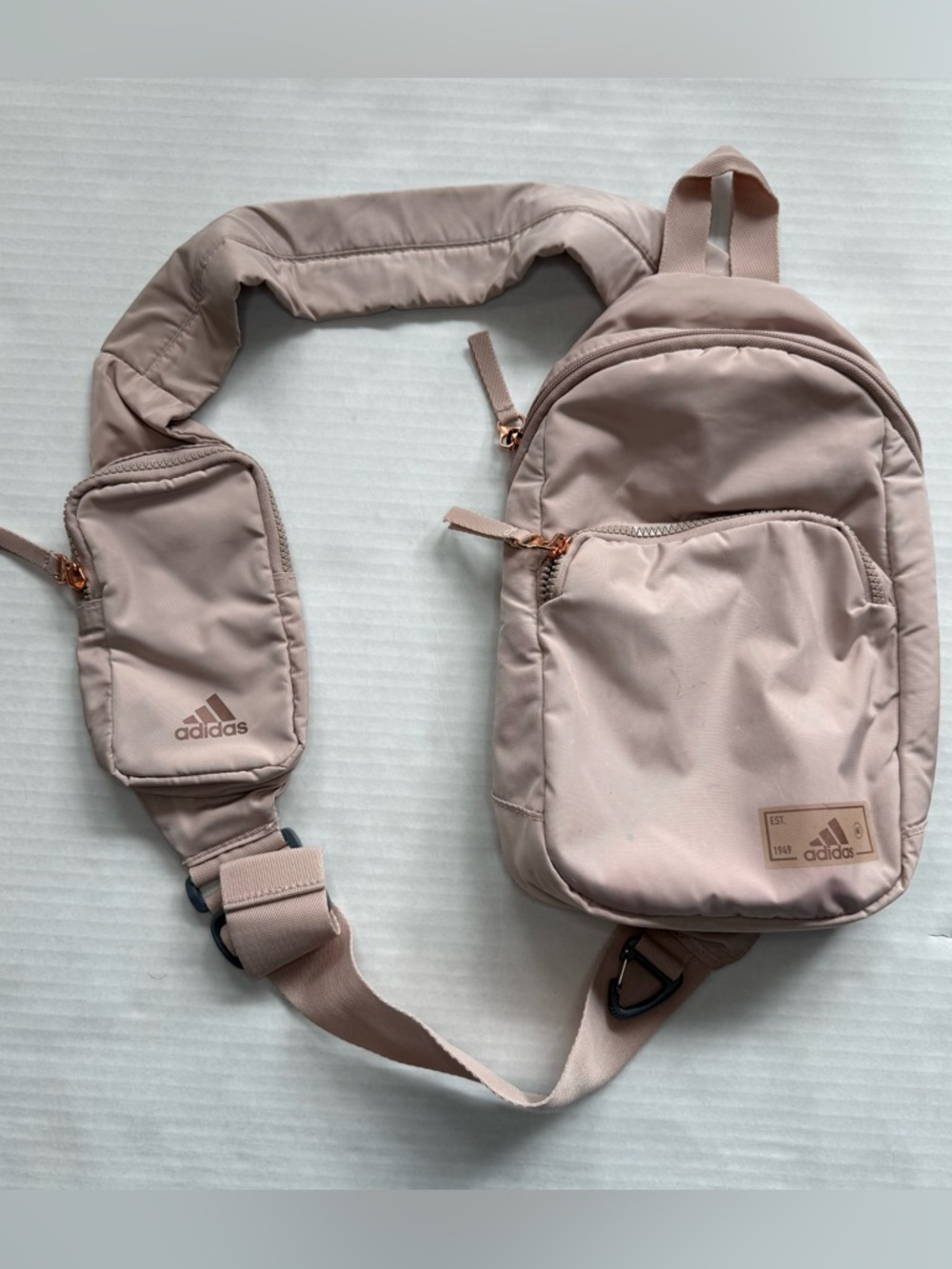 Adidas Essentials 2 Sling Crossbody Bag Wonder Taupe Beige/Rose Gold - Picture 2 of 16